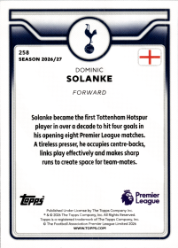 Dominic Solanke - Topps Flagship Premier League Base Set 2026-27, Nr. 258