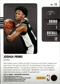 Joshua Primo - Panini Contenders Draft Class 2021-22, Nr. 12 – Rookie Card