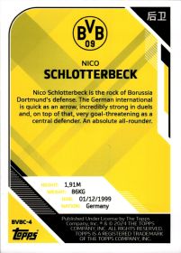 Nico Schlotterbeck - Topps Borussia Dortmund Team Set China Edition Base Set 2023-24, Nr. BVBC-4