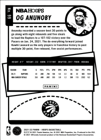 OG Anunoby - Panini Hoops Base Set 2021-22, Nr. 99