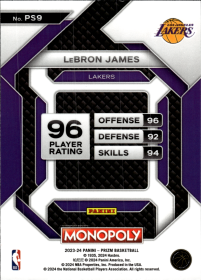 LeBron James - Panini Prizm Monopoly Prizm Skills 2023-24, Nr. PS9 – Insert