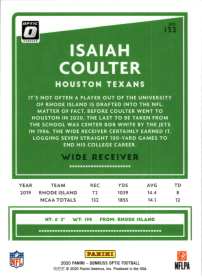 Isaiah Coulter - Panini Donruss Optic Base Set 2020, Nr. 132 – Rookie Card