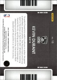 Kevin Durant - Panini Contenders Game Night Ticket 2021-22, Nr. 13