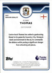 Bobby Thomas - Topps Flagship Premier League Base Set 2026-27, Nr. 262 – Rookie Card