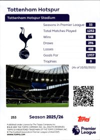 Tottenham Hotspur - Topps Match Attax Premier League Club Badge 2025-26, Nr. 253