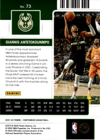 Giannis Antetokounmpo - Panini Contenders Season Ticket 2021-22, Nr. 73