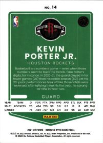 Kevin Porter Jr. - Panini Donruss Optic Base Set 2021-22, Nr. 14