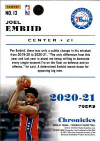 Joel Embiid - Panini Chronicles Base Set 2020-21, Nr. 13