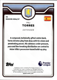 Pau Torres - Topps Flagship Premier League Base Set 2026-27, Nr. 35