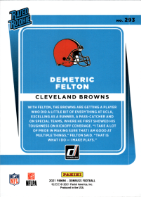 Demetric Felton - Panini Donruss Base Set 2021, Nr. 293 – Rookie Card