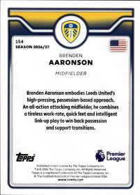 Brenden Aaronson - Topps Flagship Premier League Base Set 2026-27, Nr. 154