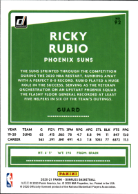 Ricky Rubio - Panini Donruss Base Set 2020-21, Nr. 92