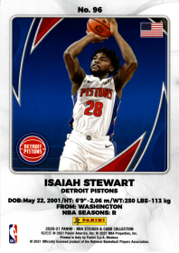 Isaiah Stewart - Panini NBA Sticker & Card Collection 2020-21, Nr. 96