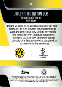 Julien Duranville - Topps UEFA Club Competitions Base Set 2025-26, Nr. 25