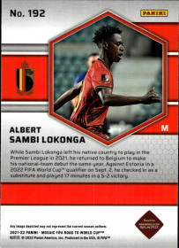 Albert Sambi Lokonga - Panini Mosaic FIFA Road to World Cup Base Set 2021-22, Nr. 192 – Rookie Card