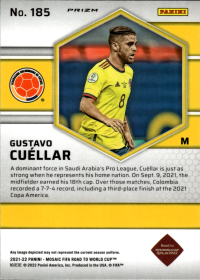 Gustavo Cuéllar - Panini Mosaic FIFA Road to World Cup Base Set 2021-22, Nr. 185 – Rookie Card, Mosaic Red