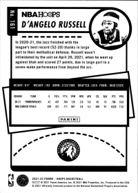 D'Angelo Russell - Panini Hoops Base Set 2021-22, Nr. 161