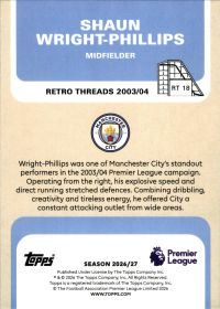 Shaun Wright-Phillips - Topps Flagship Premier League Retro Threads 2026-27, Nr. RT 18 – Insert