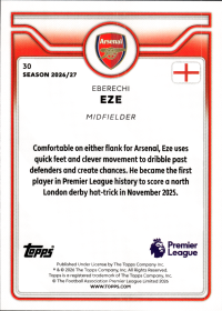 Eberechi Eze - Topps Flagship Premier League Base Set 2026-27, Nr. 30
