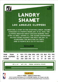 Landry Shamet - Panini Donruss Base Set 2020-21, Nr. 165