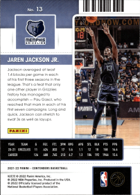 Jaren Jackson Jr. - Panini Contenders Season Ticket 2021-22, Nr. 13