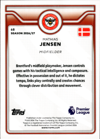 Mathias Jensen - Topps Flagship Premier League Base Set 2026-27, Nr. 68