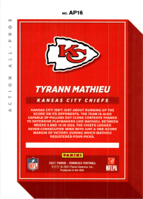 Tyrann Mathieu - Panini Donruss Action All-Pros 2021, Nr. AP16 – Insert