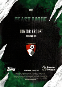 Junior Kroupi - Topps Flagship Premier League Beast Mode 2026-27, Nr. BM 5 – Insert