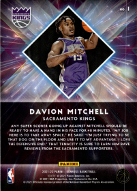 Davion Mitchell - Panini Donruss Great X-Pectations 2021-22, Nr. 1