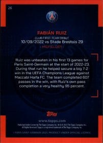 Fabián Ruiz - Topps Paris Saint-Germain Official Team Set 2023-24, Nr. 26