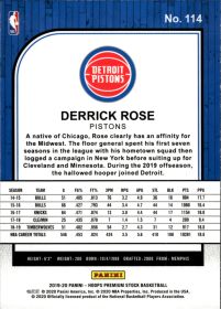 Derrick Rose - Panini Hoops Premium Stock Base Set 2019-20, Nr. 114