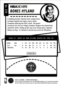 Bones Hyland - Panini Hoops Base Set 2021-22, Nr. 224