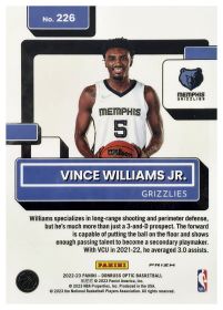 Vince Williams Jr. - Panini Donruss Optic Rated Rookie 2022-23, Nr. 226 – Rookie Card, Red Sparkle
