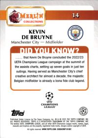 Kevin De Bruyne - Topps Merlin Chrome UEFA Club Competitions Base Set 2024-25, Nr. 14