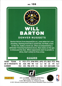 Will Barton - Panini Donruss Base Set 2021-22, Nr. 106