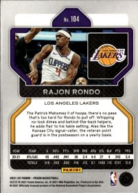 Rajon Rondo - Panini Prizm Base Set 2021-22, Nr. 104