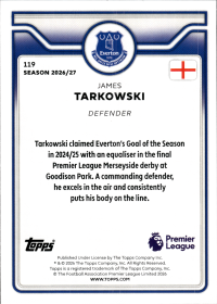James Tarkowski - Topps Flagship Premier League Base Set 2026-27, Nr. 119