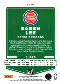 Saben Lee - Panini Donruss Base Set 2021-22, Nr. 16
