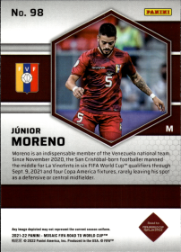 Júnior Moreno - Panini Mosaic FIFA Road to World Cup Base Set 2021-22, Nr. 98 – Rookie Card