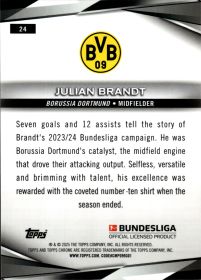 Julian Brandt - Topps Chrome Sapphire Bundesliga Base Set 2024-25, Nr. 24