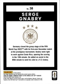 Serge Gnabry - Panini Donruss FIFA Road to World Cup Base Set 2025-26, Nr. 38 – Optic Holo
