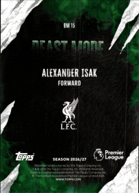 Alexander Isak - Topps Flagship Premier League Beast Mode 2026-27, Nr. BM 15 – Insert