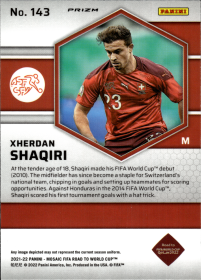 Xherdan Shaqiri - Panini Mosaic FIFA Road to World Cup Base Set 2021-22, Nr. 143 – Mosaic Red