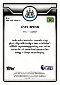 Joelinton - Topps Flagship Premier League Base Set 2026-27, Nr. 210