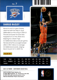 Darius Bazley - Panini Contenders Season Ticket 2021-22, Nr. 7