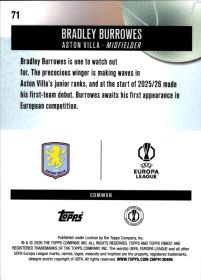 Bradley Burrowes - Topps Finest UEFA Club Competitions Base Set 2025-26, Nr. 71 – Rookie Card