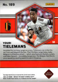 Youri Tielemans - Panini Mosaic FIFA Road to World Cup Base Set 2021-22, Nr. 189