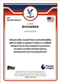 Chris Richards - Topps Flagship Premier League Base Set 2026-27, Nr. 109