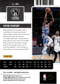 Kevin Durant - Panini Contenders Season Ticket 2021-22, Nr. 84