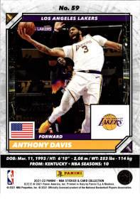 Anthony Davis - Panini NBA Sticker & Card Collection 2021-22, Nr. 59